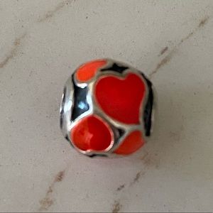Pandora red enamel heart charm.